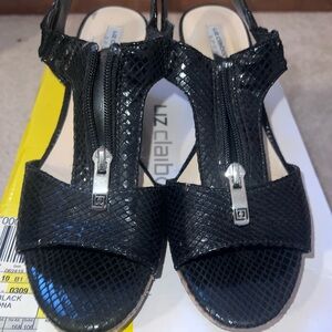 Liz Claiborne Black Textured Women's Sandals